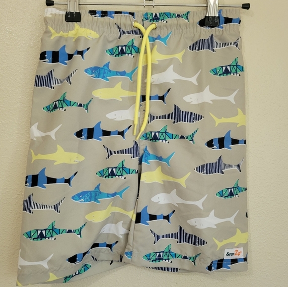 Swimzip Boys Shark Feast Swim Trunks Shorts With Liner Size 2T - Picture 3 of 10